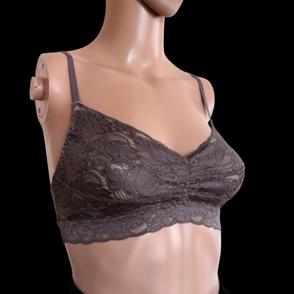 Gilligan O’Malley Lace Bralette Taupe Brown Wireless Bra Womens XS